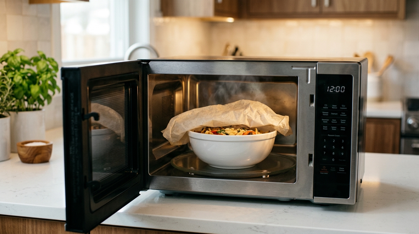 Parchment paper over a bowl in a microwave — can you microwave parchment paper?
